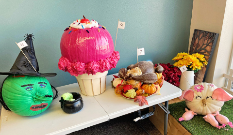 Thirteen area businesses submitted their fall works of art for the first annual Jerauld County Business Pumpkin Decorating Contest. Pumpkins are on display at Jensen’s in Wessington Springs and the community can cast their votes online at www.truedakotan.com through October 28. The winner will be announced in the October 30 print and e-edition of the True Dakotan. DELIA ATKINSON / TRUE DAKOTAN