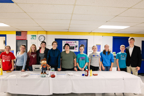 The Wessington Springs Middle School 8th grade Choices for Your Future class and Junior High FCCLA held a supper and silent auction on October 29, 2024 to raise funds for Mackenzie Kopceky as she battles brain cancer. Shown left to right are: Madilyn Gaikowski, Celia Garcia Salvador, Lily Roesler, Morgan Mentele, Masynn Mebius, Tierney Knipfer, Jalene Reiner, Tenley Olinger, Bailey Roduner, Sutten Jensen and Branden Flowers.