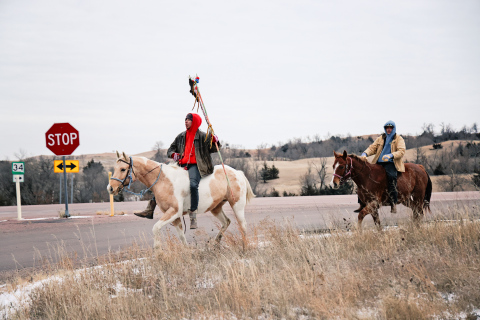 Two riders can be seen entering Wessington Springs from the SD Highway 34-Dakota Avenue junction. 