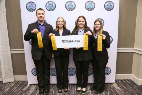 From left: Norman Johnson, Ada Sharp, Anna Johnson and Mercedes Jones competed as the skill-a-thon team and placed fifth in the life skills assessment at the 2025 4-H FCS National Championship and Conference. (Photo courtesy of Texas 4-H Youth Development)