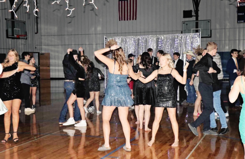 Saturday, January 25, 2025 members of the 9-12 classes came together to enjoy music, dancing and food at the Rec Center. PHOTO BY JADA KOLOUSEK