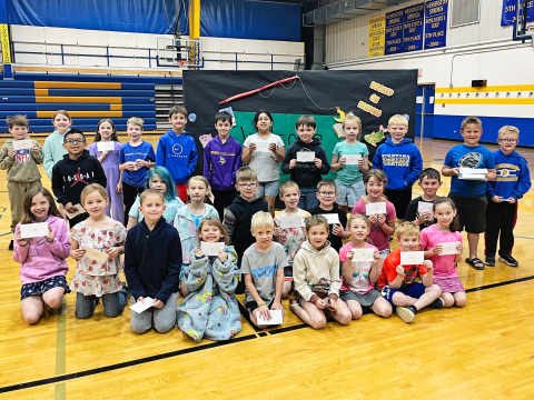 1st - 2nd grade: Kix Coleman, Paislee Couch, Emmie Bartel, Bosten Jensen, Miles Hasty, Adam Knippling, Fiby Ciciliano, Jesse Arhart, Charlotte Malan, Jayden Holt, Hayes Cashman, Axle Kurth. Middle row: Mary Tanke, Jester Tuj Mejia, Presley Wilde, Violet Jackson, Haizley Harmdierks, Rand Everson, Drew Duxbury, Eric Denny, Austen Bultsma, Finley Weber. Front row: Tiaan Minnie, Mayzie Miller, Brecken Jensen, Aaliyah Murphy, Ryklynn Reiner, Kaysen Sealy, Britton Van Dyke. Not pictured: Anna Colqui, Eli Colqui. 
