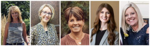 Past Woman Farmer/Rancher of the Year Award Winners from left: Cathy Eichacker 2020; Audra Scheel 2021; VeaBea Thomas 2022; Kelsey Geraets 2023; Barbara Powell 2024.