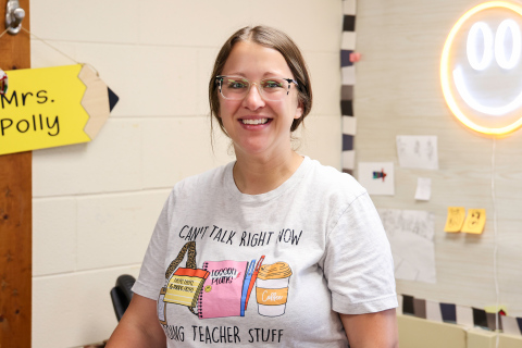 Wessington Springs Elementary School sixth grade teacher, Kacee Polly was named the 2025 Teacher of the Year for the school district. KRISTI HINE / TRUE DAKOTAN