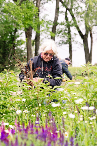 Cindy Eilers of Wessington Springs worked on clearing out debris from the flowerbed before settling in to plant. Eilers spent the entire afternoon helping alongside other volunteers in order to make Shakespeare Garden the show-stopping destination for which it’s known near and far. 