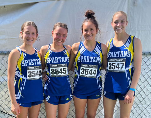 Medley relay team, left to right: Kenzie Kolousek, Logan Mohling, Mariah Messmer and Bailey Yost. PHOTO COURTESY BECKY KRUEGER
