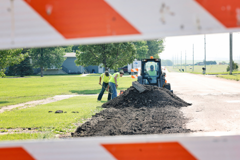 Construction is well-underway across Wessington Springs, including on Main Street East. City employee Lucas VanEngelenburg and summer hires Robert Hine and Karter Mebius work on removing damaged material from the street as a result of heavy semi truck traffic. The prepared section of the street now awaits hot mix installation, designed to bear larger loads than the current surface.