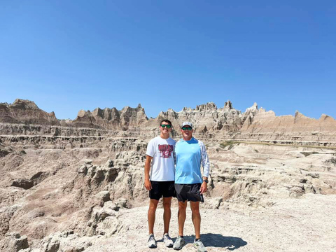 Brock and Mike Krueger in the Badlands en route to their July 2025 family vacation in the Black Hills. (PHOTO COURTESY BECKY KRUEGER )
