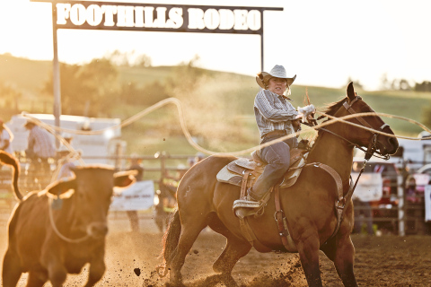 Wessington Springs cowgirl Ella Fagerhaug during Ladies Breakaway Roping on Saturday night.