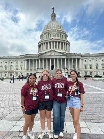 Rosie Choc, Harbor Blindauer, Mercedes Jones and Raniyah Dakam represented Central Electric at the National Rural Electric Youth Tour.