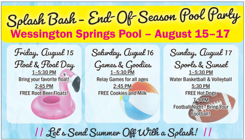 Wessington Springs Pool to Host End-of-Season Bash August 15–17