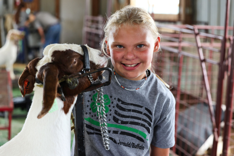 Mesa Rasmussen and market goat.