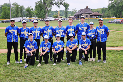 (PHOTO COURTESY KATIE JONES) Shown left to right, back row: Coach Blake Miller, Eli Kapp, Chaz Larson, Teagen Eggleston, Will Grohs, Hunter Heezen, Jaspur Gran, Sutten Jensen, Coach Charley Larson. Front row, left to right: Gannon Culver, Hasten Heezen, Casen Waters, Mauer Jones, Grason Finn. 