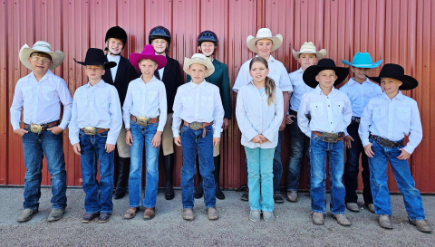 Pictured back row, left to right are: Ella Kolousek, Lily Roesler, Alexis Roesler, Connor Karsky, Parker Karsky, Koral Kroeplin. Front row, left to right: Kopper Kroeplin, Kaddilac Coleman, Crawleigh Reiner, Kershaw Reiner, Paisley Kapp, Kix Coleman, Kactus Coleman.