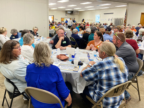 More than 200 Wessington Springs High School alumni and former teachers filled the Ag Building for a noon luncheon during the 2025 All-School Reunion on Sept. 27. 