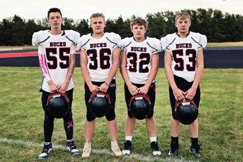Junior High Bucks team captains: Gannon Culver, Chaz Larson, Mauer Jones, Wyatt Fagerhaug. Not pictured: Hastin Heezen. PHOTO COURTESY KATIE JONES PHOTOGRAPHY