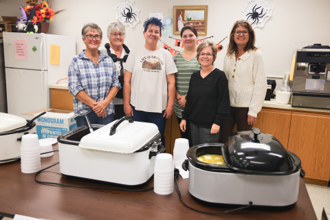 Homemade soups by Manor employees served as the foundation of recent fundraising event, Soup for the Soul. Shown left to right are: Sandy Wolfcale, Donna Gray, Amy Kolousek, Taica Ford, Brenda Easton and Nikki VonEye. 