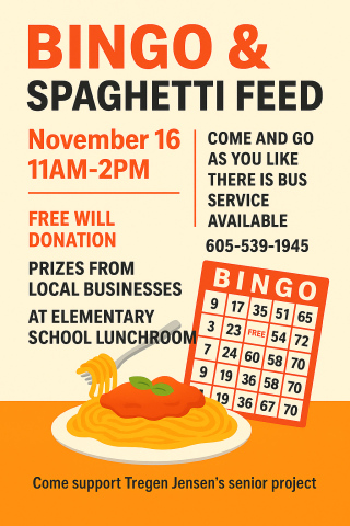 Bingo and Spaghetti Feed to Benefit PTO and Springs Area Bus