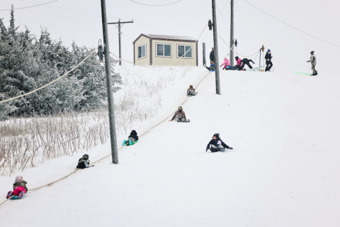 The ski hill tow rope in Wessington Springs pulled countless kids up the hill Sunday. 