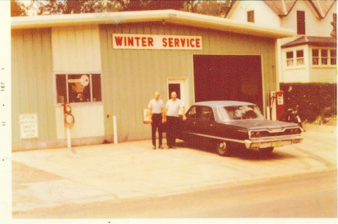 Winter Service sits at its current location on Dakota Avenue shortly after the business relocated there in 1970. Pictured are Dayle Winter and his father, George Winter Jr., representing the third and second generations of the Winter family to carry on the long-standing Wessington Springs business. (PHOTO COURTESY WINTER FAMILY)