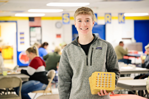 Tregen Jensen, a Wessington Springs High School senior organized a bingo and spaghetti feed fundraiser supporting two local organizations. (KRISTI HINE / TRUE DAKOTAN)