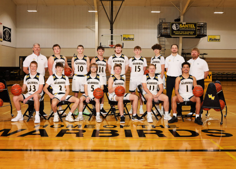 SHOWN BACK ROW, LEFT TO RIGHT: Assistant Coach Austin Tvedt, Ryder Jensen, Wyatt Koester, Cooper Timm, Larz Tvedt, Conner Mees, Ty Boomsma, Head Coach Austin Kemnitz, Assistant Coach Cody Kleinsasser. FRONT: Sawyer Nelson, Breydyn Skipper, Jessie Mckown, Jett Kleinsasser, Clay Kahre, Caleb Richmond. (PHOTO COURTESY LANDSTROM PHOTOGRAPHY) 
