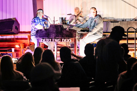 The Dueling Duo performs during the dueling pianos fundraiser at the Alpena Community Center on Saturday, Feb. 7. The musicians took song requests in exchange for donations to help raise funds for the Alpena Volunteer Fire Department.
