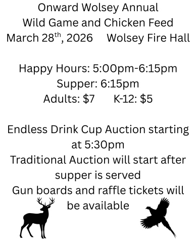 Wild Game Feed Set for March 28 in Wolsey