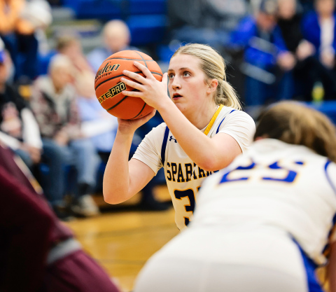 Kerstynn Heim during Region 2B action against De Smet. The Spartans battled through the final minute before falling 58-51.