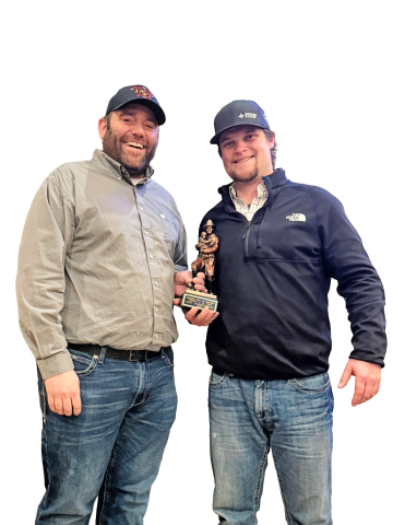 Lucas VanEngelenburg was named Firefighter of the Year for his dedication, skills and strong camaraderie with fellow firefighters and the community. He is pictured at right with WSVFD Fire Chief Eric Schroeder.