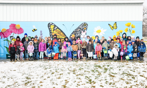 Participants gather for the traditional group photo, a longtime True Dakotan Easter egg hunt tradition spanning decades.