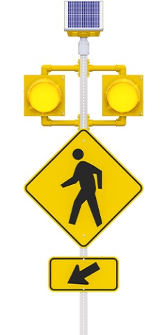 Rapid flashing pedestrian beacons are being considered as part of a traffic study and proposed crosswalk improvements along Highway 281 in Wolsey. (SDDOT)