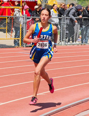 Kenzie Kolousek ran 58.81 in the 400m dash for 6th place on Day two of the Howard Wood Dakota Relays, also breaking a school record. (PHOTO COURTESY SDPB)