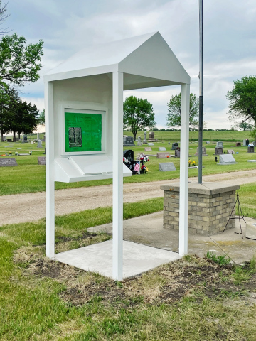A new cemetery directory recently installed at Rest Haven Cemetery in Alpena provides visitors with an easy-to-use guide for locating gravesites. The project was funded through a grant from the Alpena Community Foundation and dedicated during Alpena's Memorial Day program on May 25. (PHOTO COURTESY ROB BARUTH)