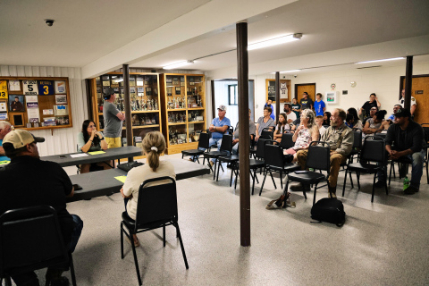 Jerauld County Sheriff Jason Weber discusses South Dakota laws governing motorized scooters during last week’s Alpena Town Board meeting, where residents gathered to learn more about safety concerns and regulations. (KRISTI HINE / TRUE DAKOTAN)
