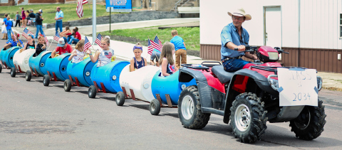Larry Powell’s Freedom Train served as a Wessington Springs Fourth of July Parade entry in 2023. Families can find the train this year at the field house following the July 4 parade and senior center ice cream social. (TRUE DAKOTAN FILE PHOTO)