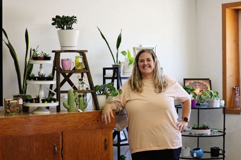 Desi French pictured in the newly opened Prairie Rose Market in Wolsey. (KRISTI HINE / TRUE DAKOTAN)