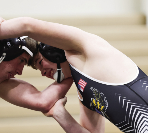 WS-W-WW wrestler Hayes Christensen is pictured during a dual with Faulkton held in Wolsey on Friday, January 9, 2026. More photos from the contest can be found in this print and e-edition on PAGE TEN (KRISTI HINE / TRUE DAKOTAN)