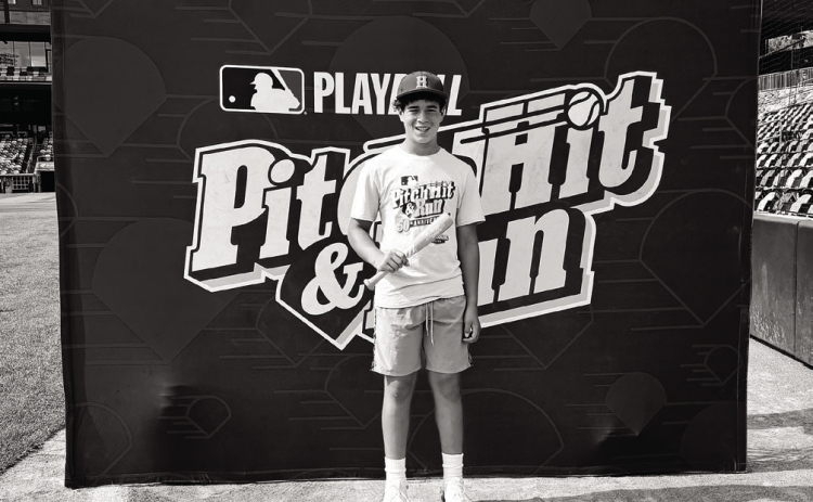 Jax Thomas, 11, of Sioux Falls competes at the MLB Pitch, Hit &amp; Run regional competition in Minneapolis. The grandson of Tom and Linda Grohs of Wessington Springs qualified for the national finals Sunday, Oct. 25, in Milwaukee during World Series weekend. (COURTESY PHOTO)
