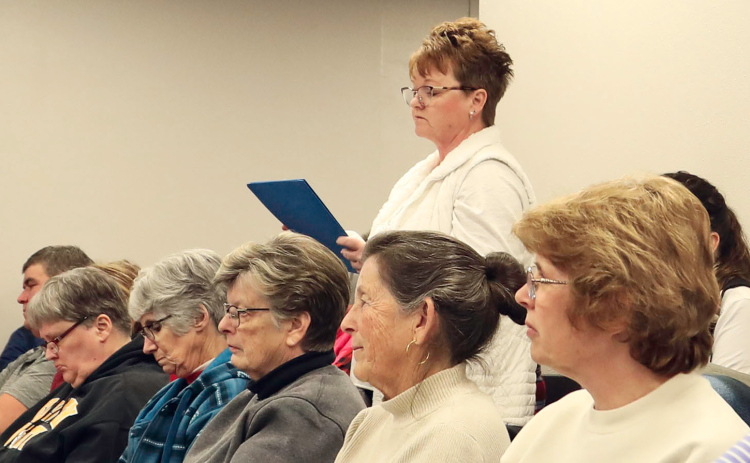 Stanna Olinger, special education teacher at Wessington Spring Elementary School, spoke at a recent school board meeting in favor of greater inclusivity in schools after debate arose about what teachers can display in classrooms to welcome students of all backgrounds. “Human acceptance is what brings me here today,” Olinger said. Photo: Courtesy of True Dakotan newspaper.
