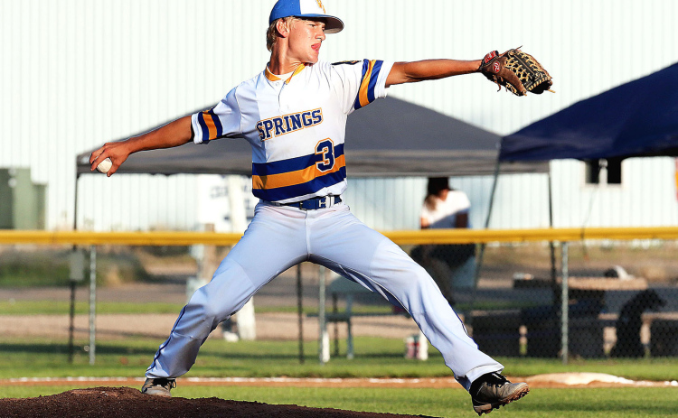 Blake Larson on the mound during tournament play over the weekend in Clark.