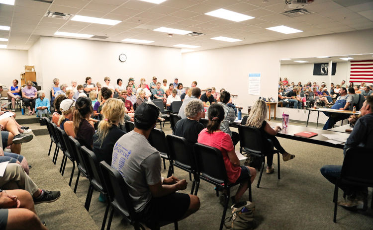 A large crowd attended the Wessington Springs School District Community Listening Session July 18. KRISTI HINE / TRUE DAKOTAN