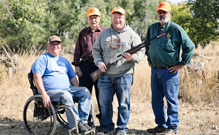 Shown left to right, are: Ducks Unlimited member Josh Luckett, HuntSAFE instructor Dayle Winter, Pheasants Forever Members Blake Willman and Dan Kruse.