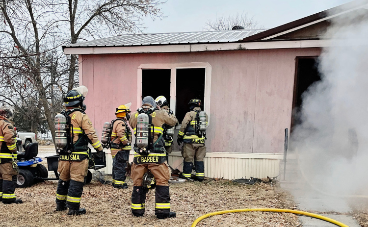 PHOTO COURTESY WSVFD The Wessington Springs Volunteer Fire Department (WSVFD) is shown responding to a house fire in town Saturday, November 12, 2022 at approximately 7 a.m.