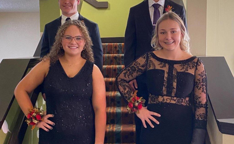 Shown at All-State Chorus and  Orchestra in Sioux Falls are, back row left to right: Carter Gaikowski and Blake Miller. Front row: Taylor Braun and Haeleigh Mulder
