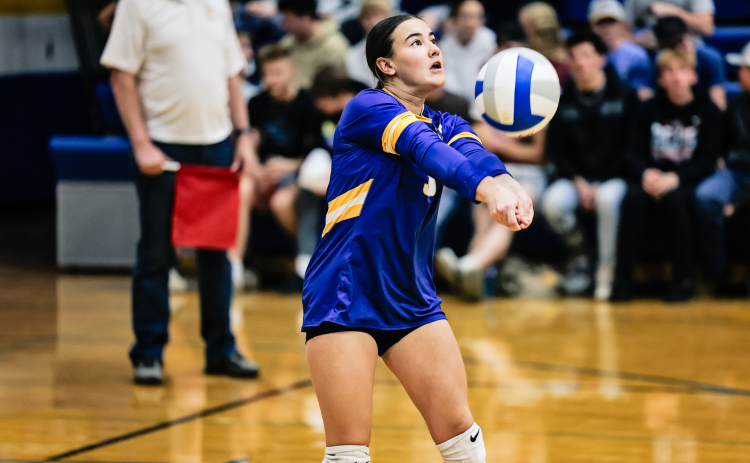 Remie Roduner gets under the ball during home volleyball action Monday night, November 3, 2025.