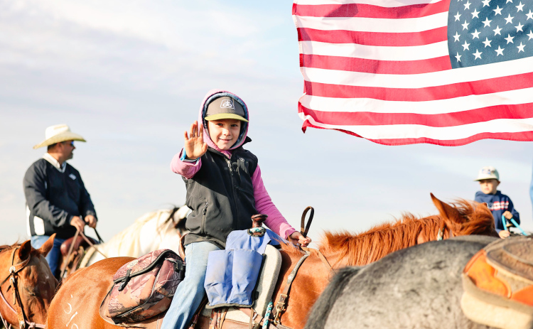 Presley Wilde was among the wagon train’s young riders, smiling and waving as she left camp Saturday morning.