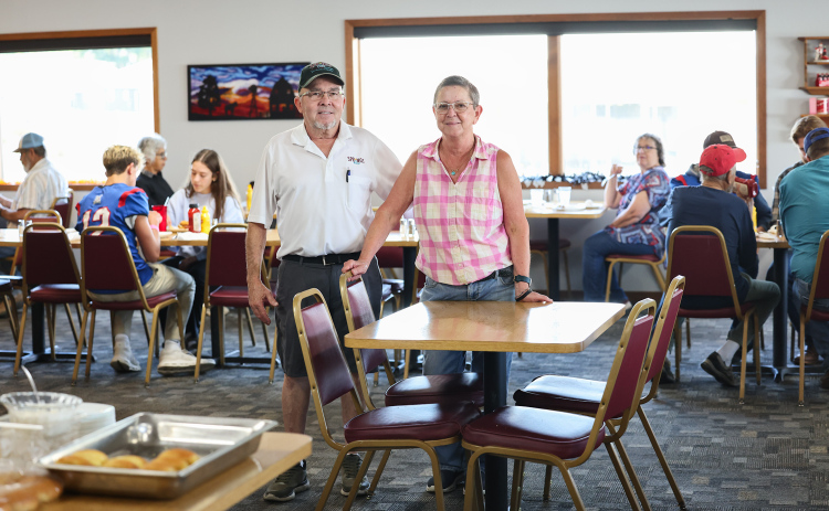 After more than 46 years of serving the Wessington Springs community, Jon and Carla Niemeyer stand in the dining room of the Springs Inn Café, where they’ve welcomed generations of customers since 1980. Health concerns have prompted the couple to seek new owners who will carry on the Main Street restaurant’s longtime tradition.