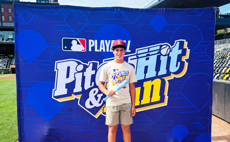 Jax Thomas, 11, of Sioux Falls competes at the MLB Pitch, Hit &amp; Run regional competition in Minneapolis. The grandson of Tom and Linda Grohs of Wessington Springs qualified for the national finals Sunday, Oct. 25, in Milwaukee during World Series weekend. (COURTESY PHOTO)
