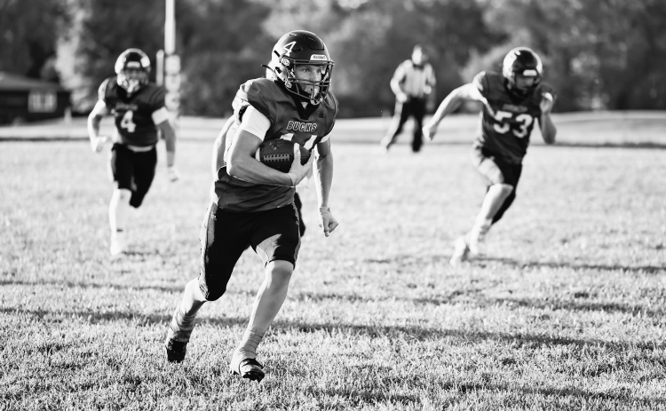 WWSSC Bucks defender Teagan Eggleston recorded two interceptions and seven tackles in the Bucks’ 51-0 loss to St. Thomas More. (KRISTI HINE / TRUE DAKOTAN)